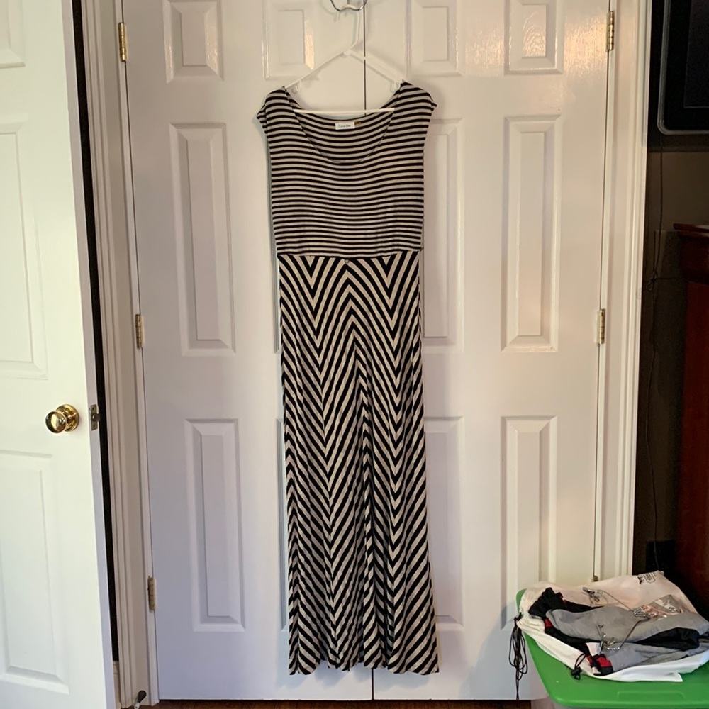 Calvin Klein Stripe Maxi Dress